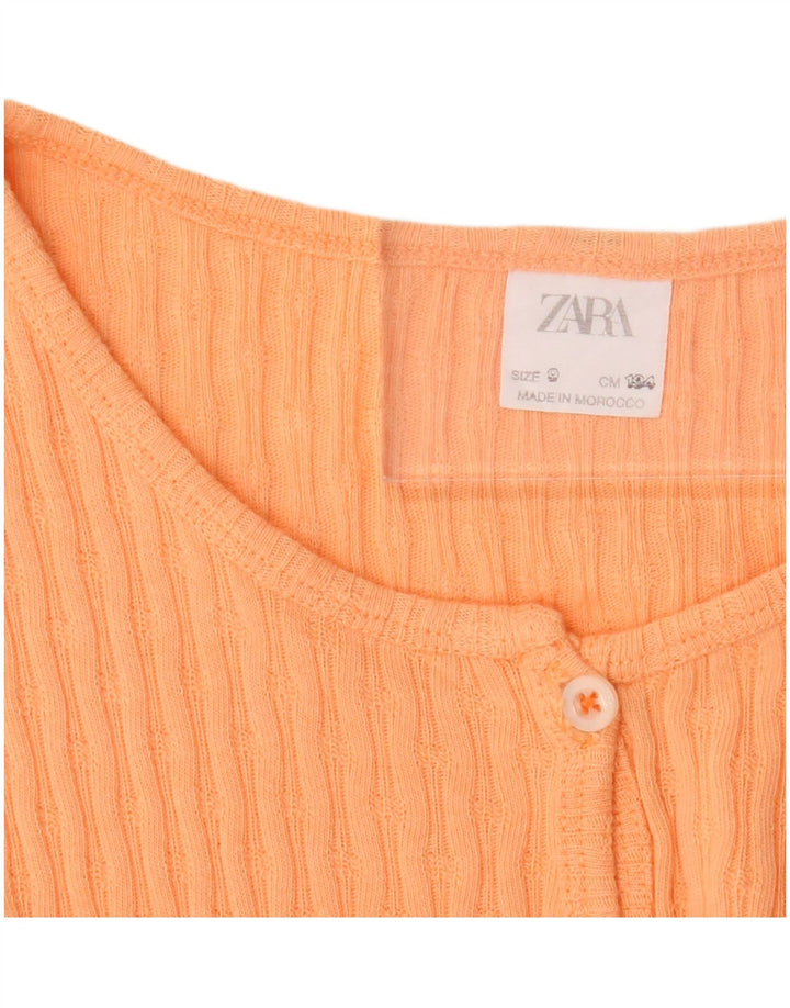 Zara Girls Short Sleeve Crop Top 8-9 Years Orange