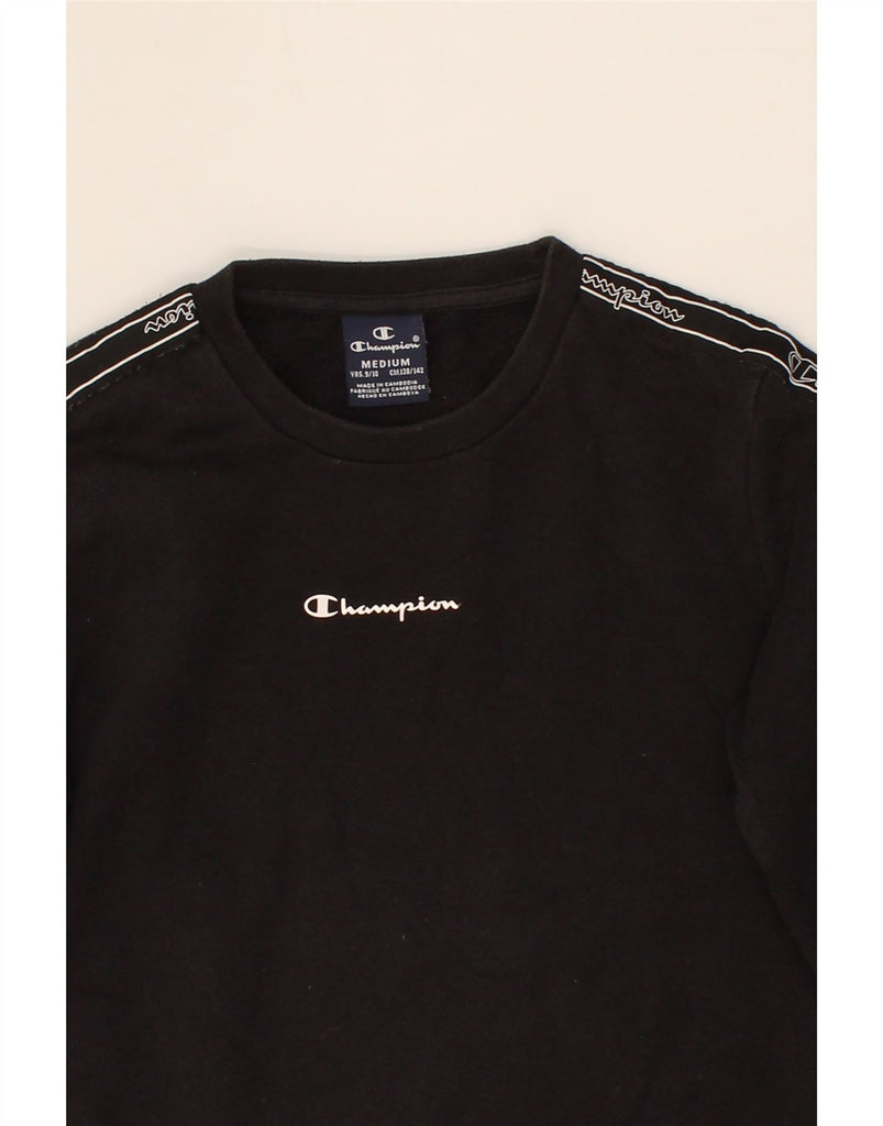 CHAMPION Boys Graphic Sweatshirt Jumper 9-10 Years Medium Black Cotton Vintage Champion and Second-Hand Champion from Messina Hembry 