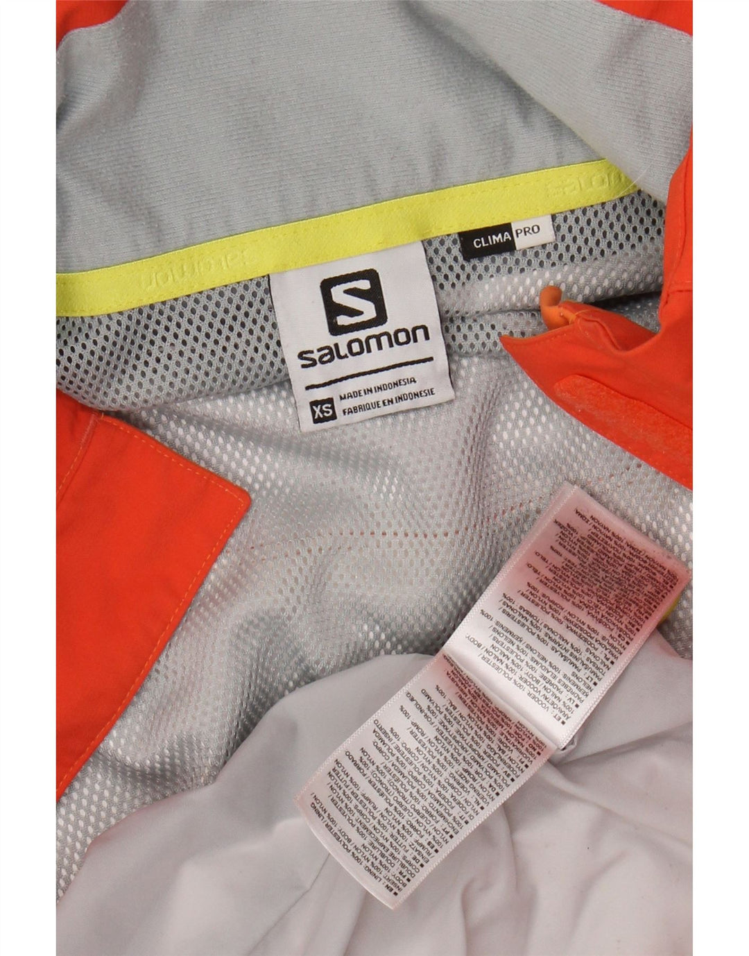 SALOMON Womens Hooded Rain Jacket UK 6 XS Orange Colourblock Polyester