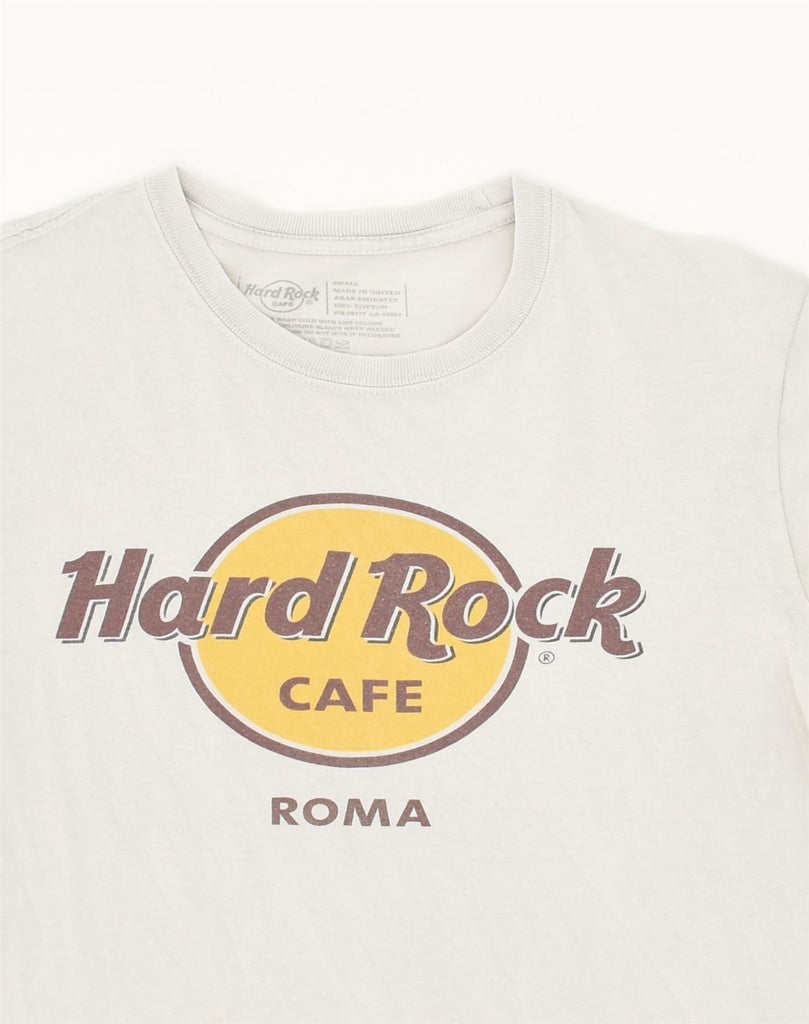 HARD ROCK CAFE Womens Roma Graphic T-Shirt Top UK 10 Small White Cotton | Vintage Hard Rock Cafe | Thrift | Second-Hand Hard Rock Cafe | Used Clothing | Messina Hembry 