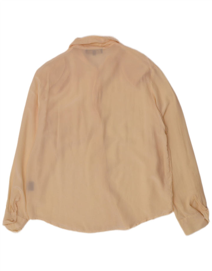 Vintage Womens Regular Shirt Blouse UK 14 Large Beige Silk