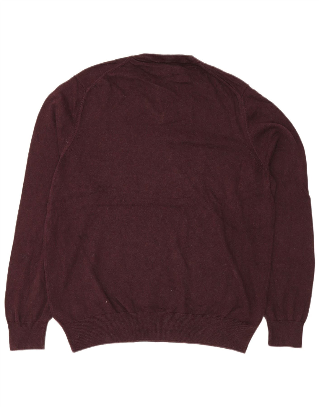 Marks & Spencer Mens V-Neck Jumper Sweater XL Burgundy Cotton