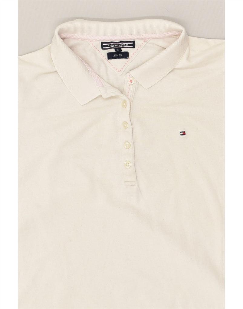 TOMMY HILFIGER Womens Slim Fit Polo Shirt UK 18 XL White | Vintage Tommy Hilfiger | Thrift | Second-Hand Tommy Hilfiger | Used Clothing | Messina Hembry 