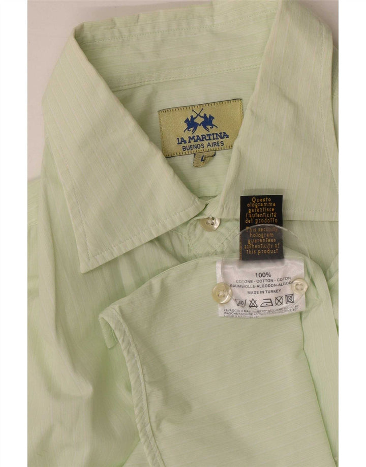 La Martina Mens Shirt Large Green Cotton