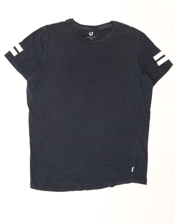 Jack & Jones Mens T-Shirt Top Large Navy Blue Cotton