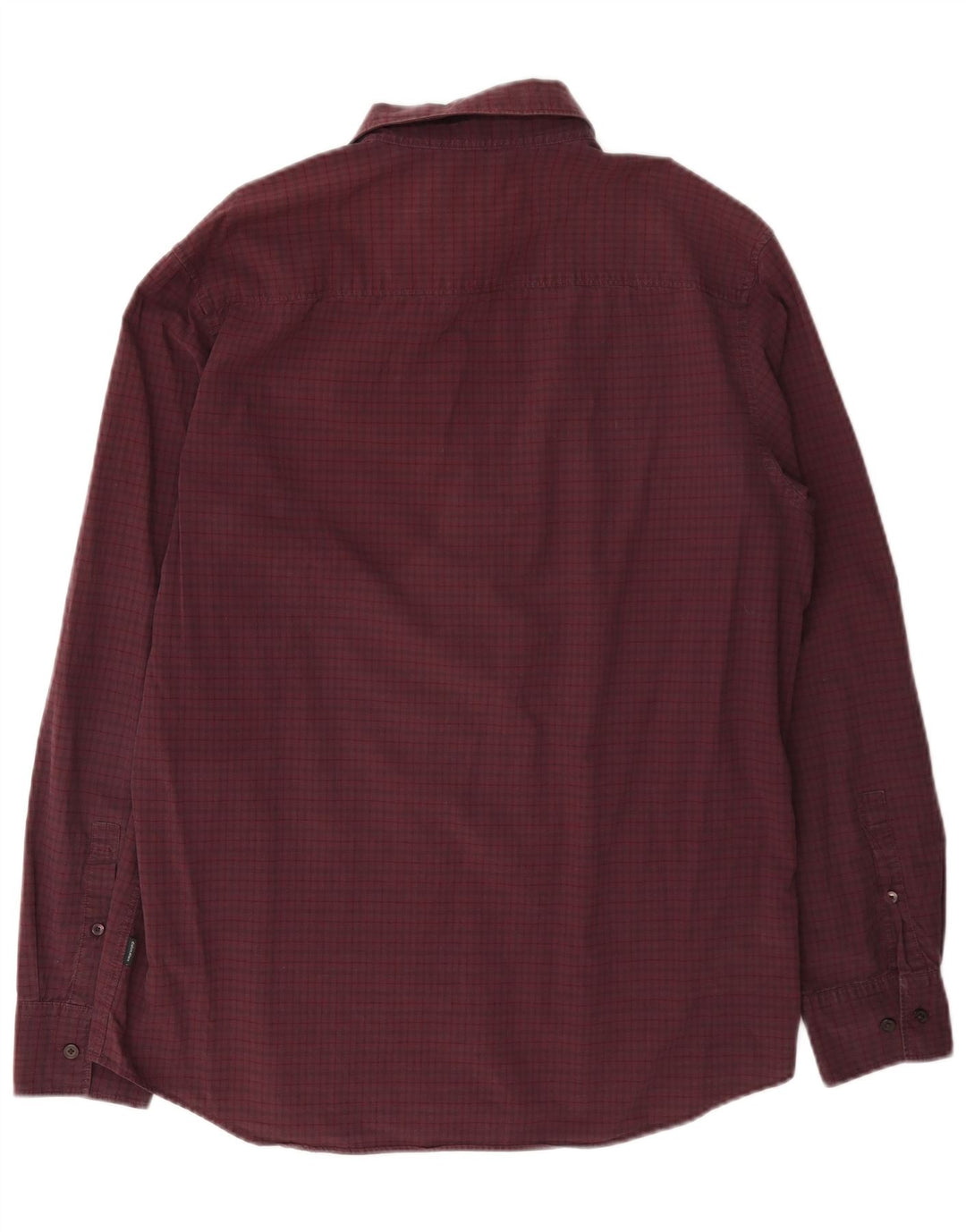 Calvin Klein Mens Shirt Medium Burgundy Gingham Cotton
