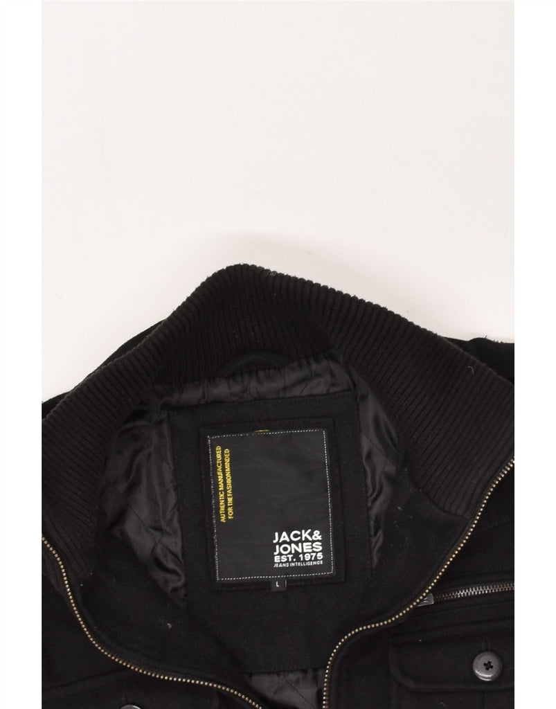 JACK & JONES Mens Utility Jacket UK 40 Large Black Wool | Vintage Jack & Jones | Thrift | Second-Hand Jack & Jones | Used Clothing | Messina Hembry 