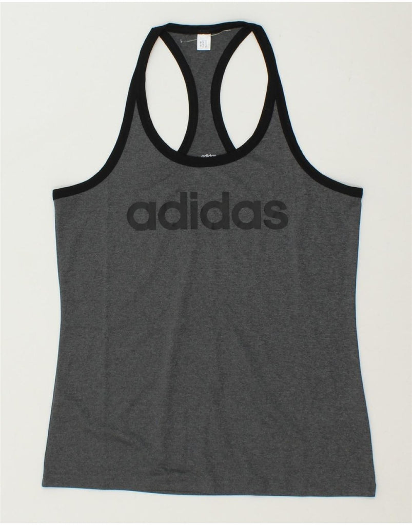 ADIDAS Womens Graphic Vest Top UK 8/10 Small Grey Polyester Vintage Adidas and Second-Hand Adidas from Messina Hembry 
