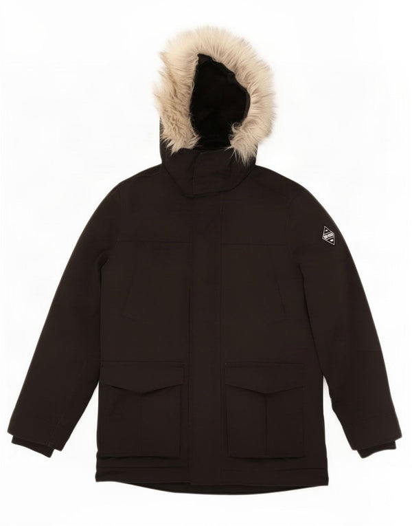 Hollister Mens Hooded Ski Jacket UK 36 Small Black Polyester