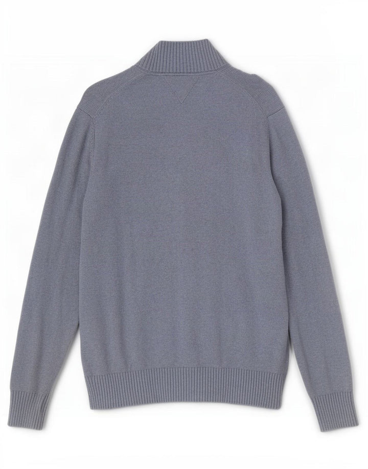 Tommy Hilfiger Mens Cardigan Sweater Medium Blue Colourblock Cotton