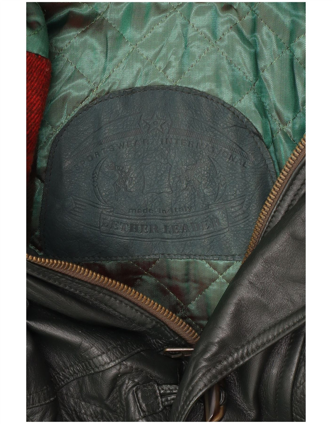 Vintage Mens Leather Coat UK 40 Large Green Leather