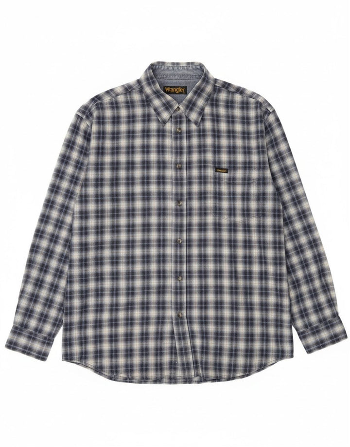 Wrangler Mens Shirt XL Blue Check Cotton