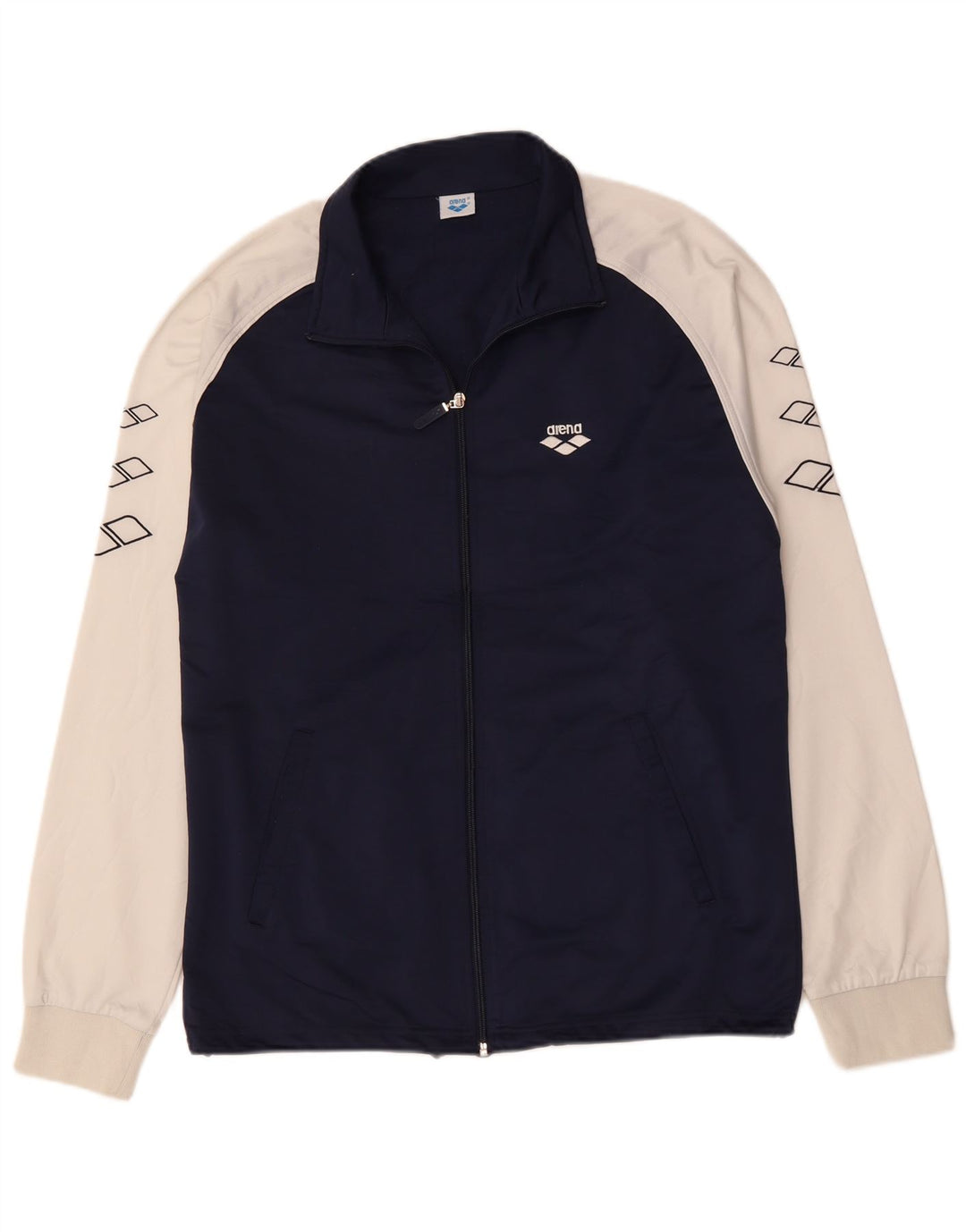 ARENA Mens Graphic Tracksuit Top Jacket Medium Navy Blue Colourblock