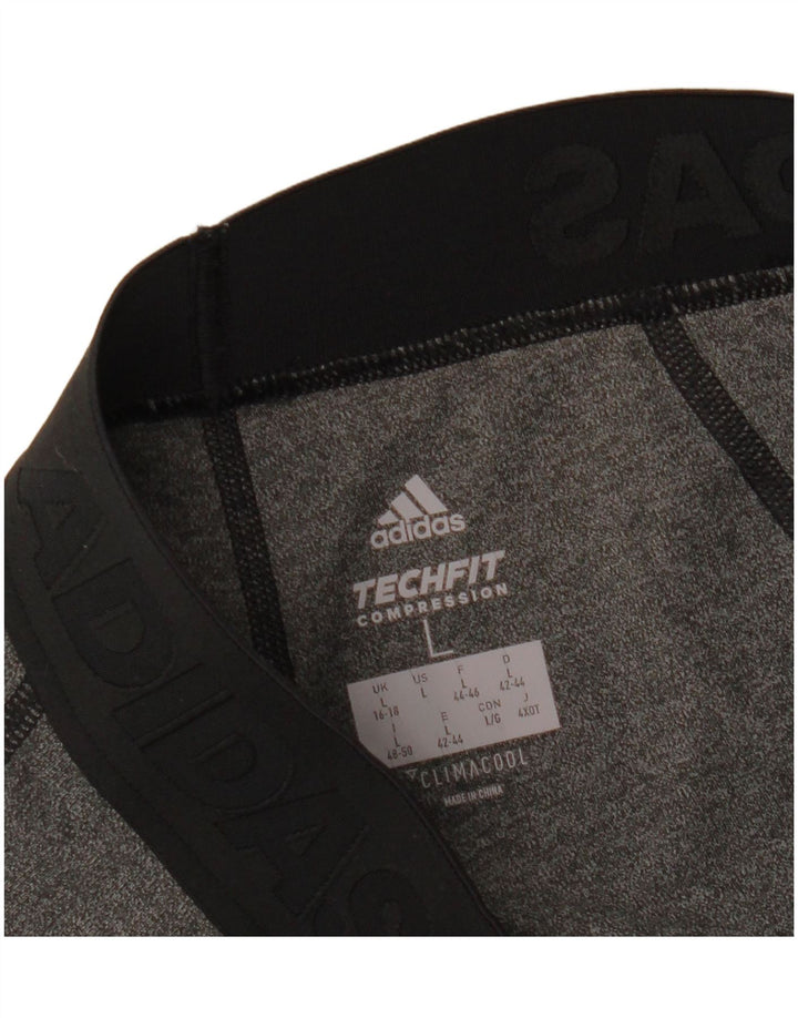 Adidas Womens Climacool Graphic Leggings UK 16/18 Large Grey Colourblock