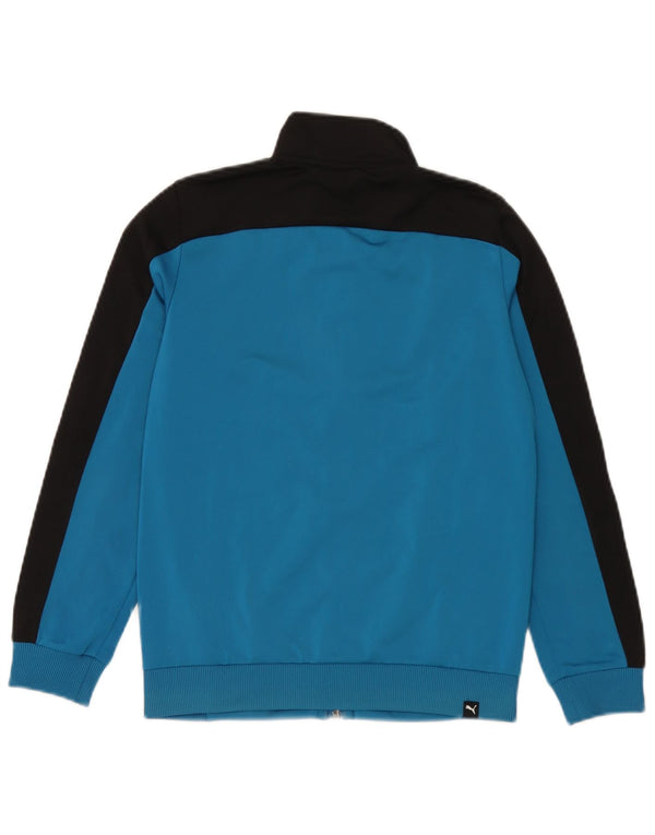 Puma Boys Tracksuit Top Jacket 11-12 Years Large Blue Colourblock Polyester