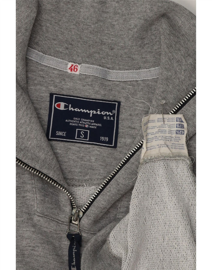 Champion Mens Zip Neck Sweatshirt Jumper Small Grey Flecked Cotton