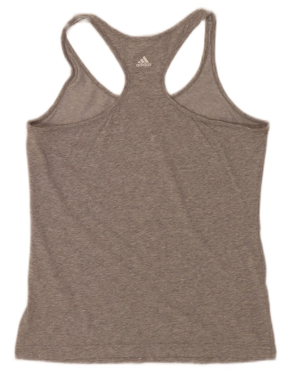 Adidas Womens Graphic Vest Top UK 12/14 Medium Grey Cotton Sports