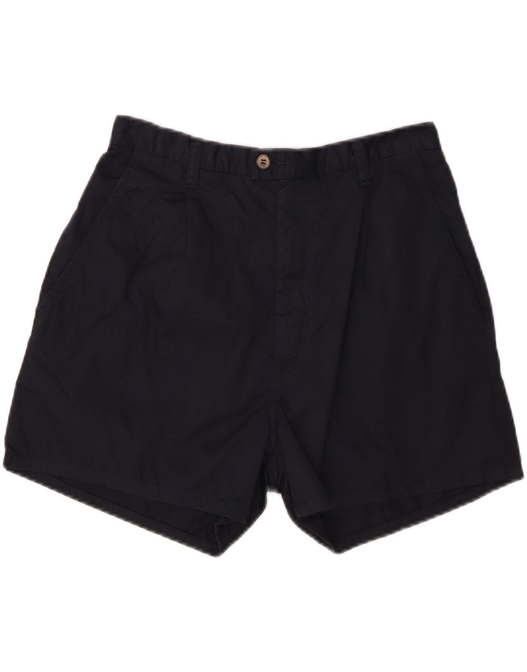CROWN Mens Chino Shorts W32 Medium Navy Blue Cotton