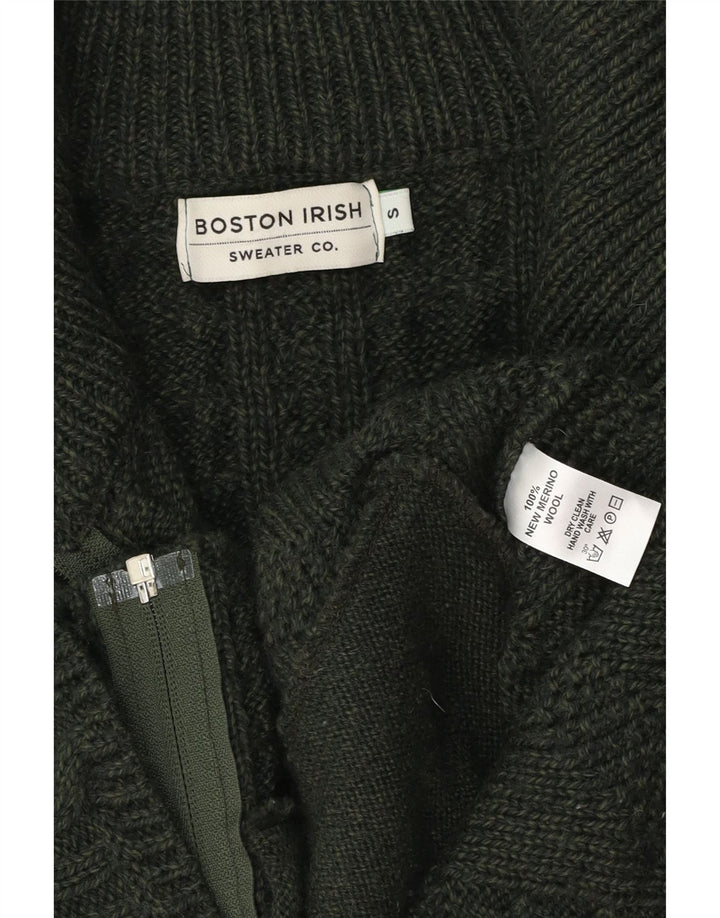 BOSTON IRISH Womens Cardigan Sweater UK 10 Small Green Merino Wool