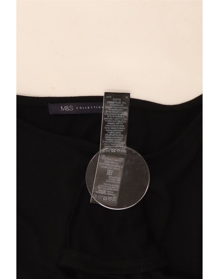 Marks & Spencer Womens Top 3/4 Sleeve UK 12 Medium Black Polyester