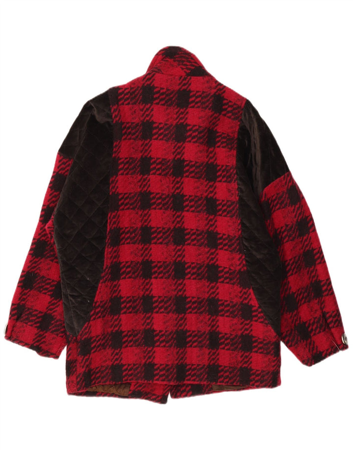 Vintage Womens Oversized Overcoat EU 42 Large Red Check