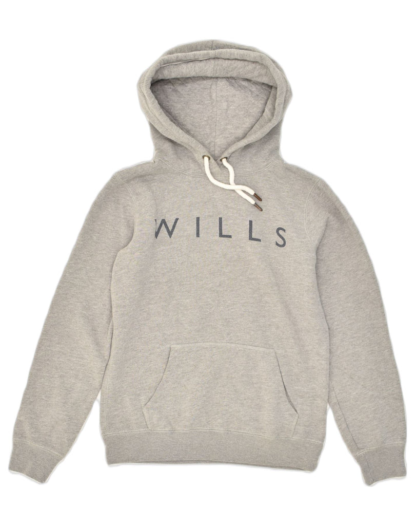 JACK WILLS Womens Graphic Hoodie Jumper UK 10 Small Grey Cotton | Vintage Jack Wills | Thrift | Second-Hand Jack Wills | Used Clothing | Messina Hembry 