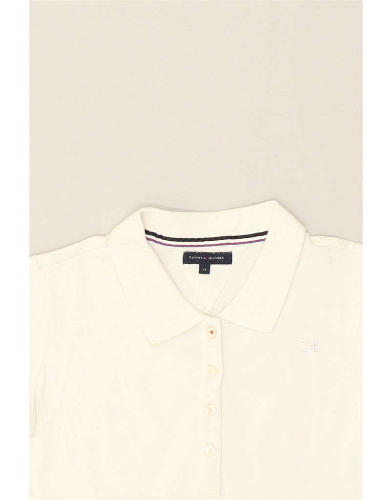 TOMMY HILFIGER Girls Polo Shirt 13-14 Years White Cotton | Vintage Tommy Hilfiger | Thrift | Second-Hand Tommy Hilfiger | Used Clothing | Messina Hembry 