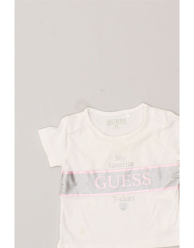 GUESS Baby Girls Graphic T-Shirt Top 3-6 Months White Cotton | Vintage Guess | Thrift | Second-Hand Guess | Used Clothing | Messina Hembry 