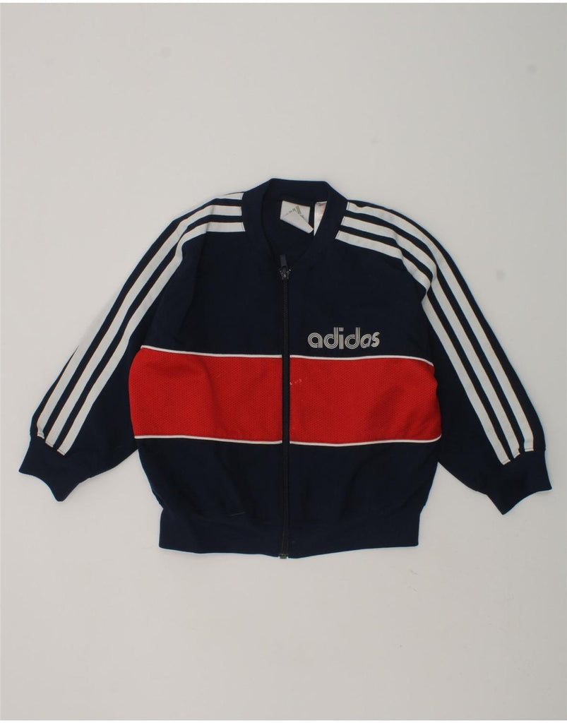 ADIDAS Boys Graphic Tracksuit Top Jacket 2-3 Years Navy Blue Colourblock | Vintage Adidas | Thrift | Second-Hand Adidas | Used Clothing | Messina Hembry 
