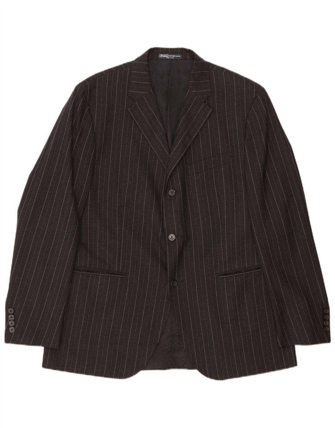 Polo Ralph Lauren Mens IT 54 2XL Black Pinstripe Wool