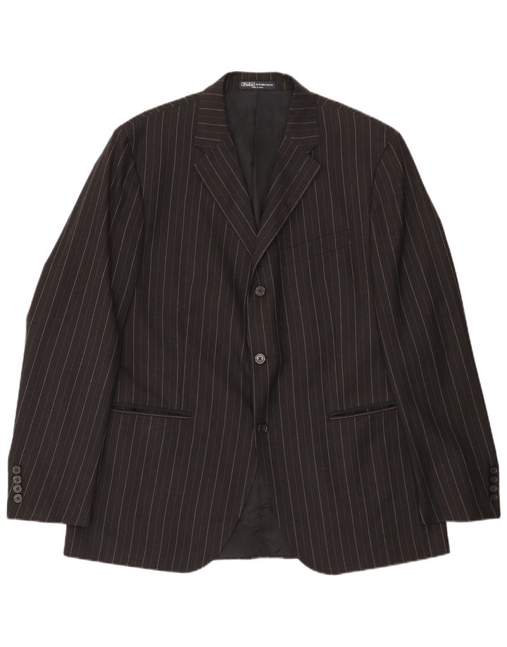 Polo Ralph Lauren Mens IT 54 2XL Black Pinstripe Wool