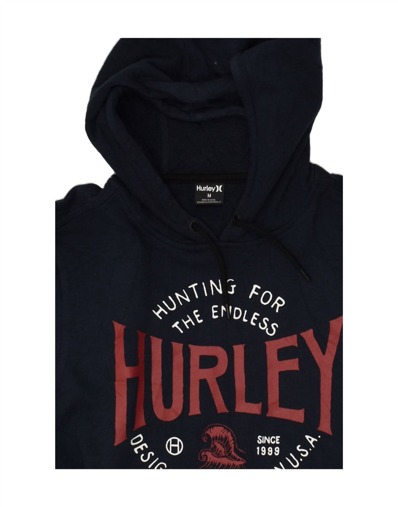 HURLEY Mens Graphic Hoodie Jumper Medium Navy Blue Cotton | Vintage Hurley | Thrift | Second-Hand Hurley | Used Clothing | Messina Hembry 