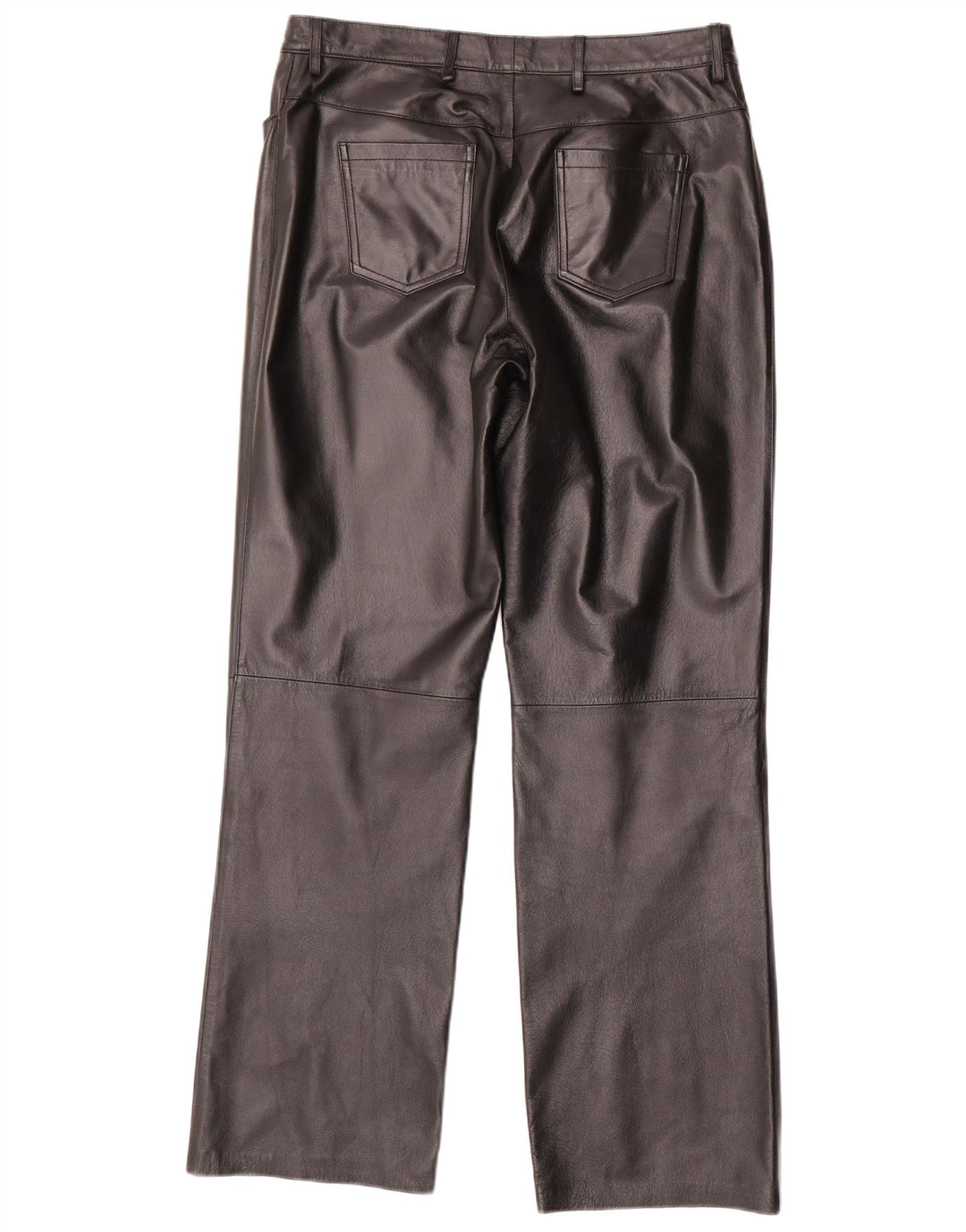 Vintage Womens Leather Trousers UK 14 Medium W30 L31 Black Leather