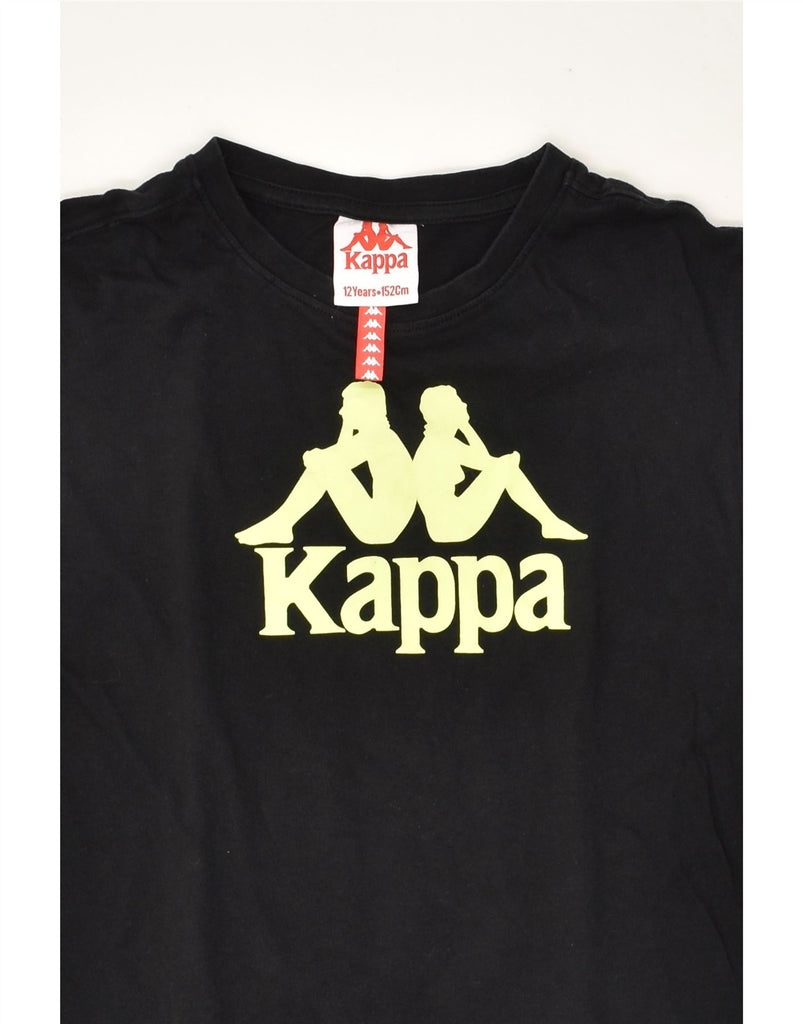 KAPPA Boys Graphic T-Shirt Top 11-12 Years Black Cotton | Vintage Kappa | Thrift | Second-Hand Kappa | Used Clothing | Messina Hembry 