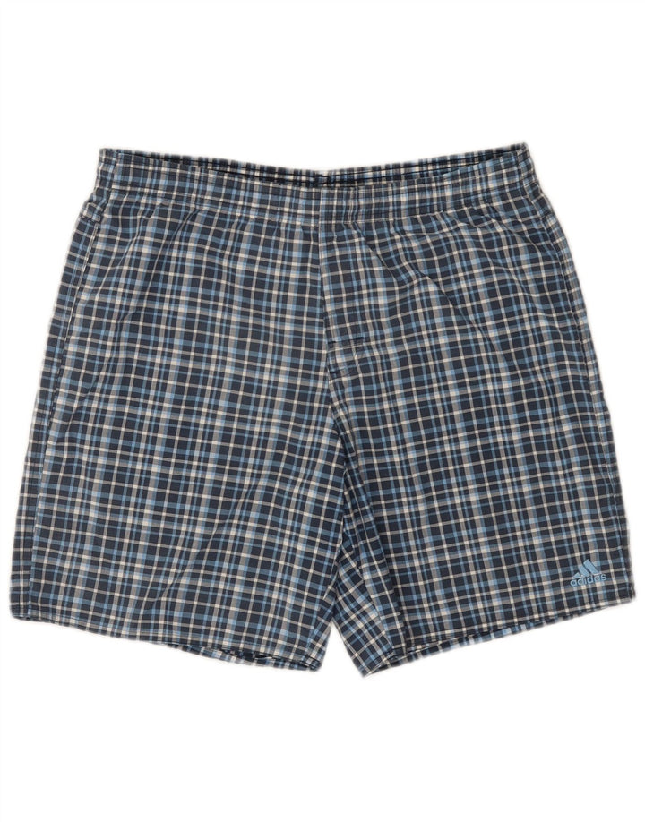 Adidas Mens Swimming Shorts Small  Blue Gingham Polyester