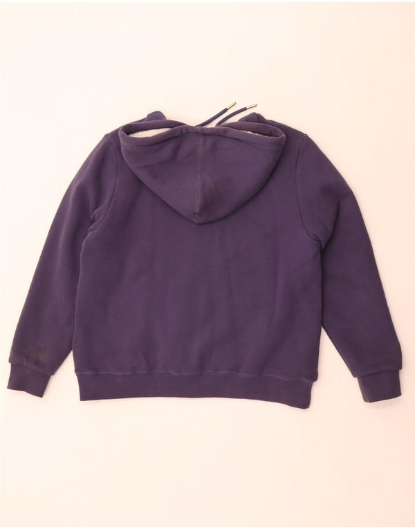 Superdry Womens Sherpa Zip Hoodie Sweater UK 16 Large Navy Blue Cotton