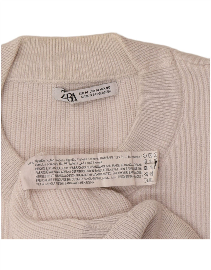 Zara Mens Crew Neck Jumper Sweater Medium White Cotton