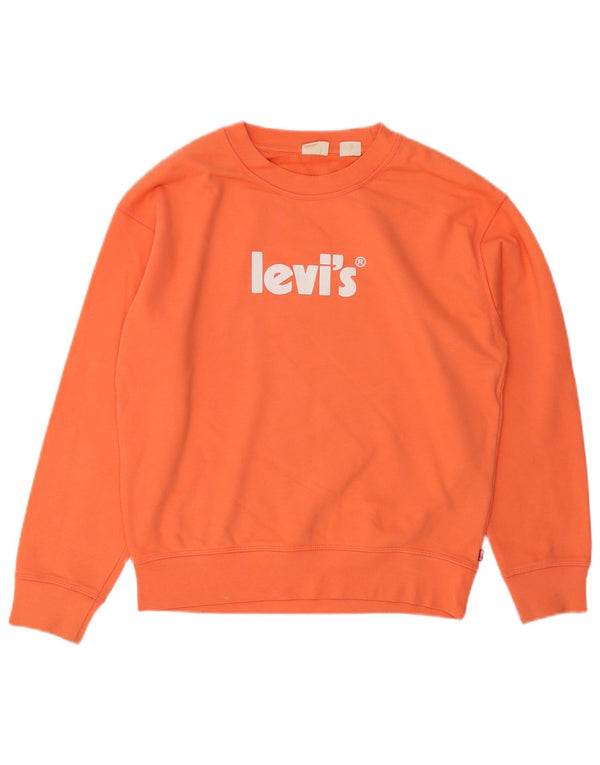 Levi's Mens Graphic Loose Fit Sweatshirt Jumper XS Orange Cotton