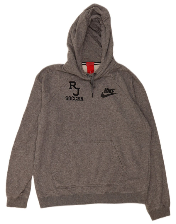 Nike Womens RJ Soccer Graphic Oversized Hoodie Jumper UK 14 Medium Grey