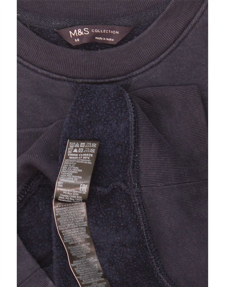 Marks & Spencer Womens Graphic Sweatshirt Jumper UK 14 Large Navy Blue