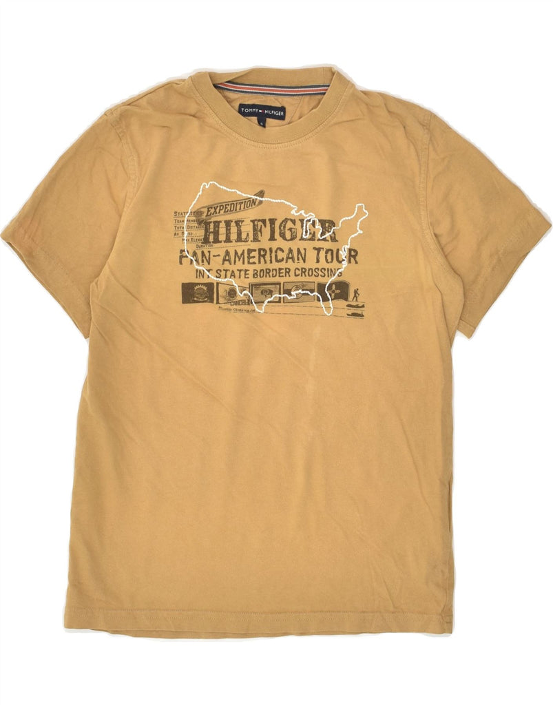 TOMMY HILFIGER Boys Graphic T-Shirt Top 7-8 Years Brown Cotton | Vintage Tommy Hilfiger | Thrift | Second-Hand Tommy Hilfiger | Used Clothing | Messina Hembry 