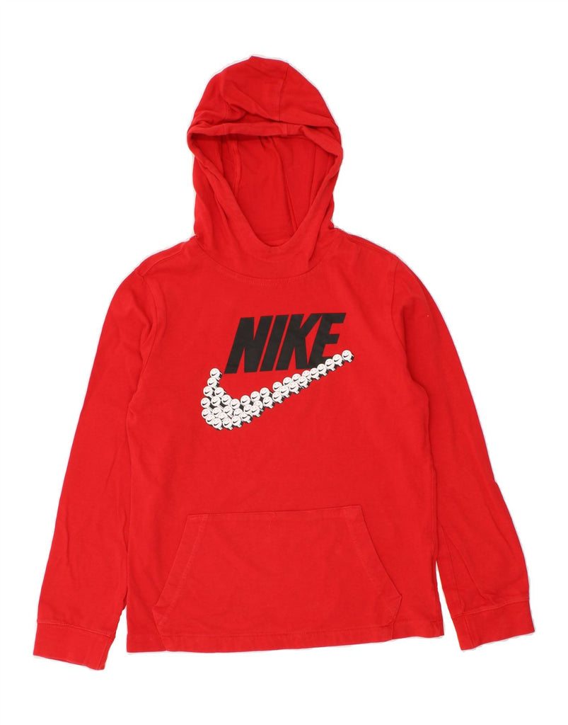 NIKE Boys Graphic Hoodie Jumper 12-13 Years Large Red Cotton Vintage Nike and Second-Hand Nike from Messina Hembry 