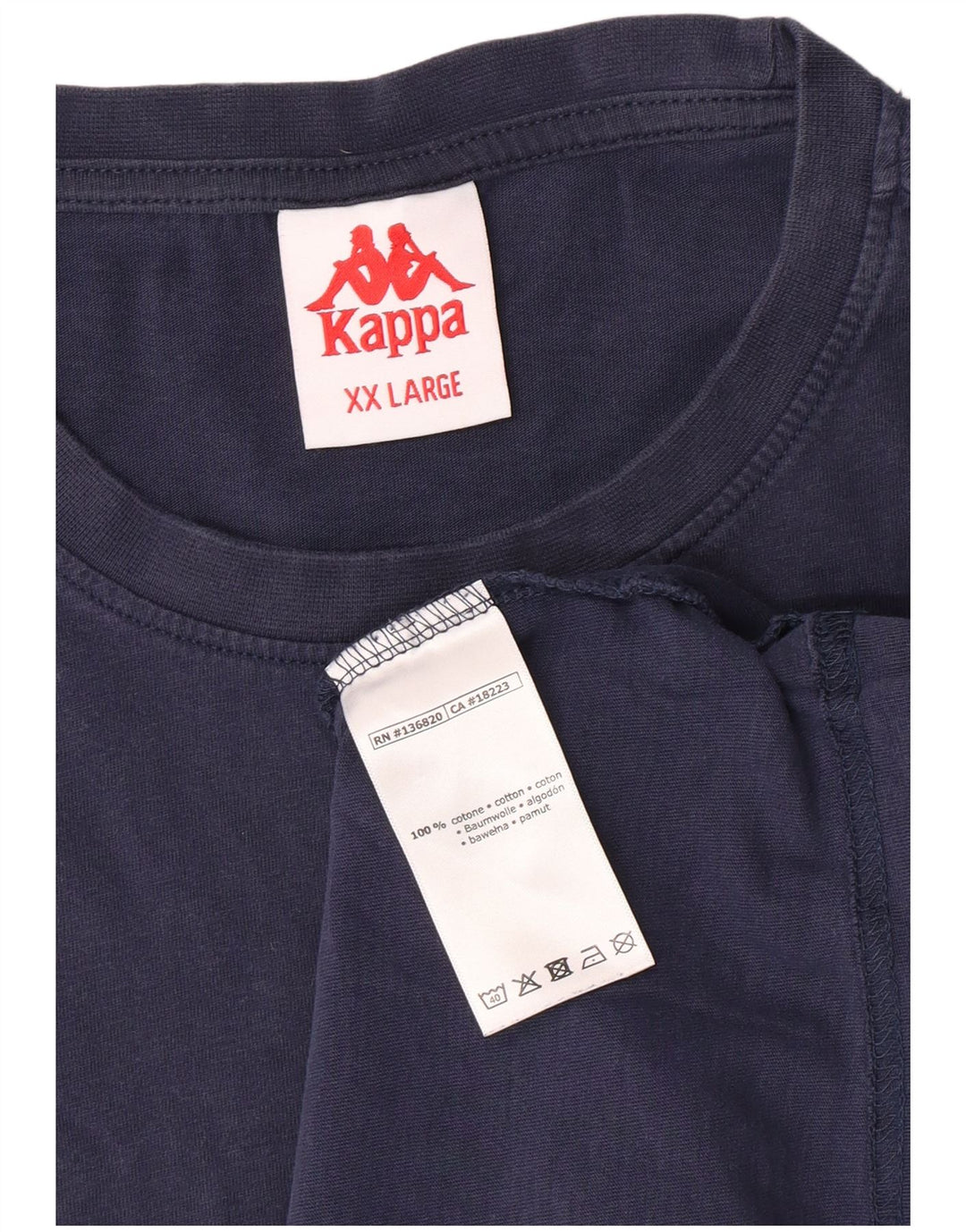 Kappa Mens T-Shirt Top 2XL Navy Blue Cotton