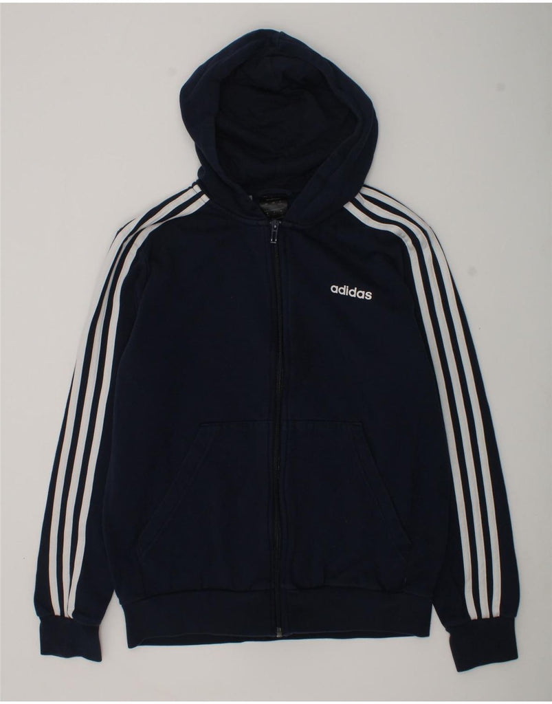 ADIDAS Boys Zip Hoodie Sweater 13-14 Years Navy Blue Cotton | Vintage Adidas | Thrift | Second-Hand Adidas | Used Clothing | Messina Hembry 