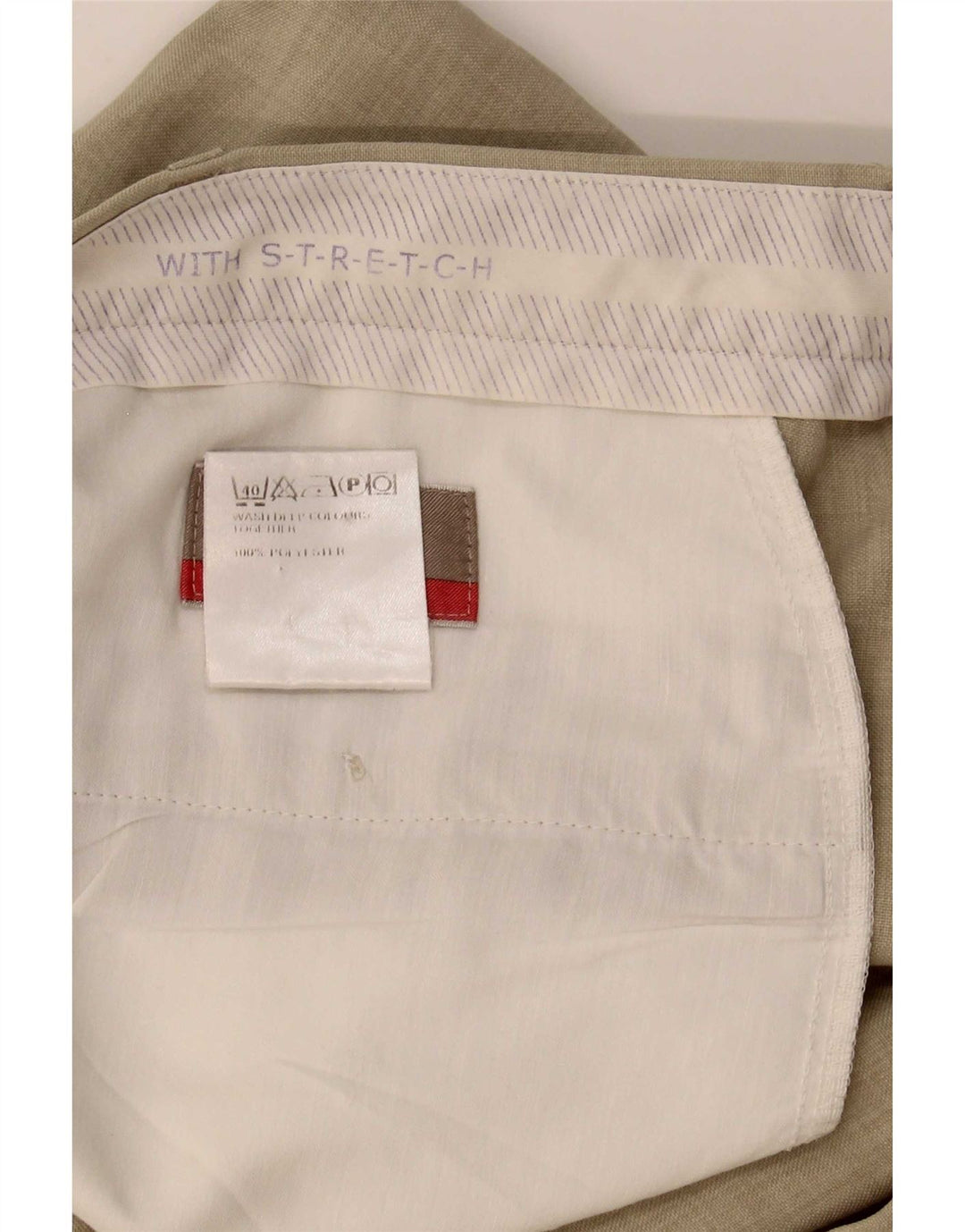 Marks & Spencer Mens Straight Suit Trousers W38 L26 Beige Polyester