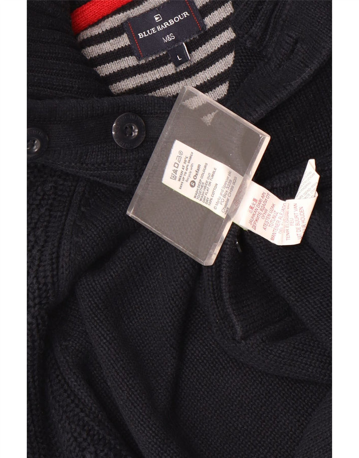 Marks & Spencer Mens Button Neck Jumper Sweater Large Navy Blue