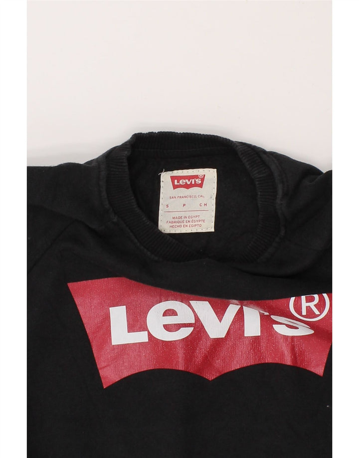 LEVI'S Boys Graphic Sweatshirt Jumper 6-7 Years Small  Black Cotton Vintage Levi's and Second-Hand Levi's from Messina Hembry 