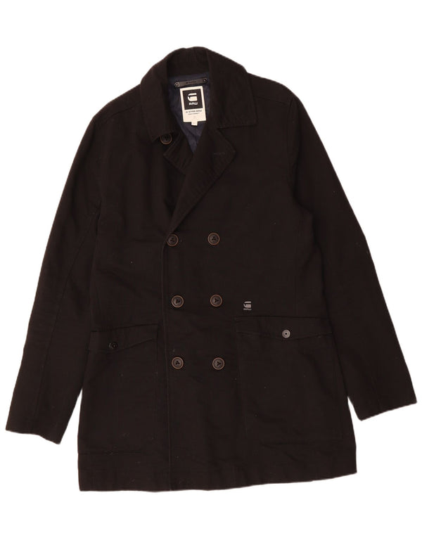 G-Star Mens Double Breasted Coat UK 40 Large Black Cotton