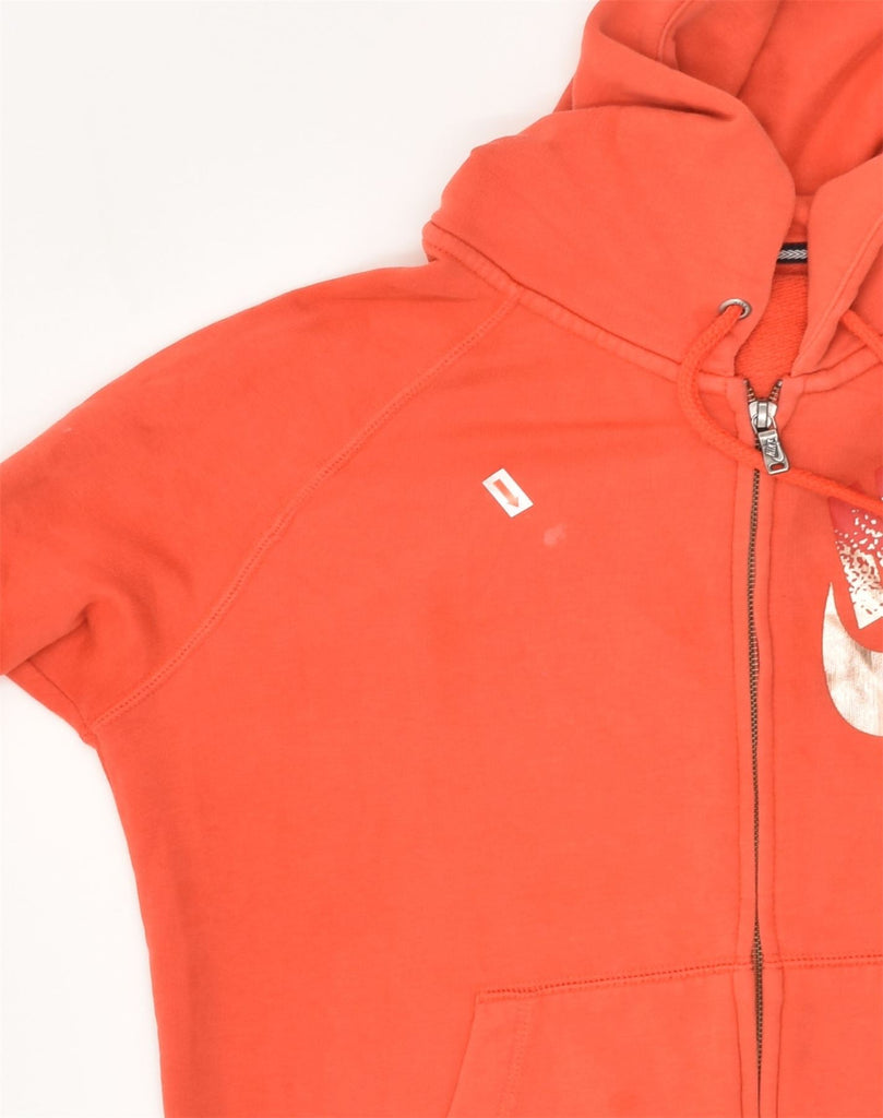 NIKE Womens Graphic Zip Hoodie Sweater UK 10 Small Orange Cotton | Vintage Nike | Thrift | Second-Hand Nike | Used Clothing | Messina Hembry 