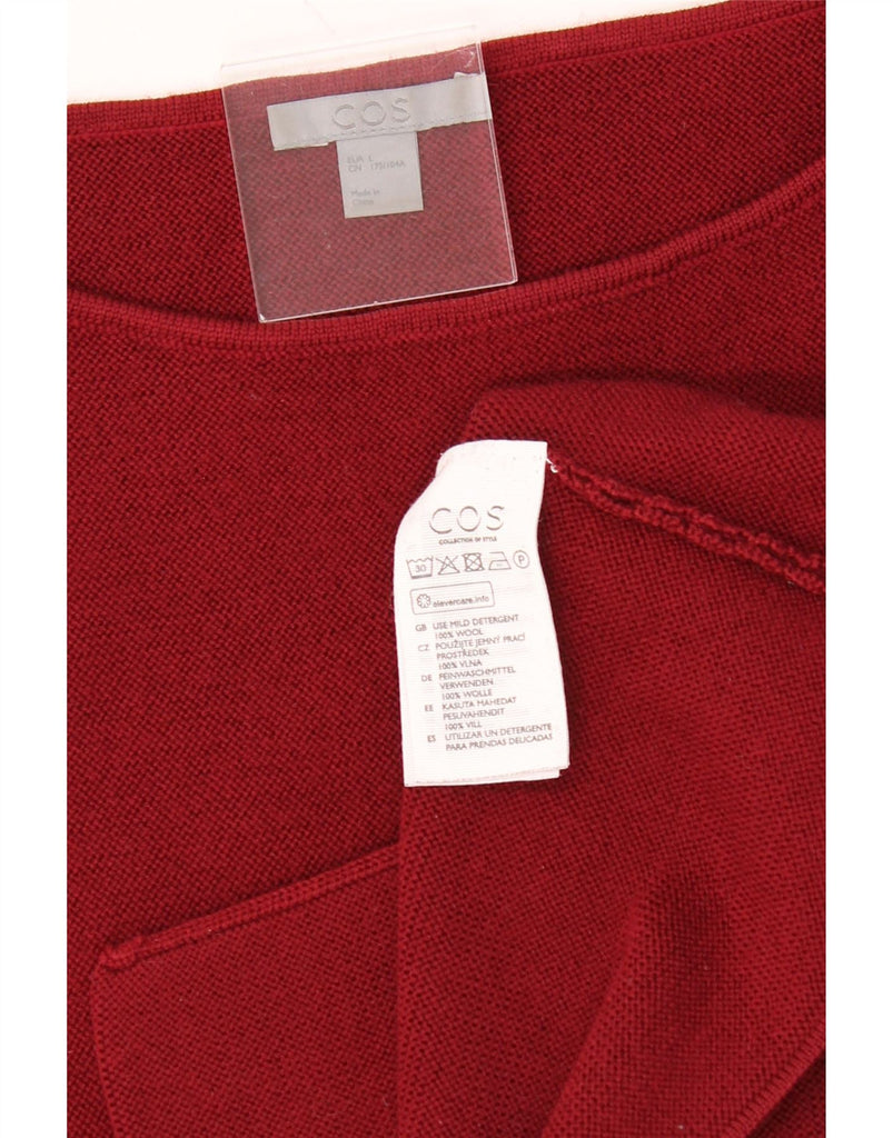 COS Womens 3/4 Sleeve Boat Neck Jumper Sweater UK 16 Large Maroon Wool Vintage Cos and Second-Hand Cos from Messina Hembry 